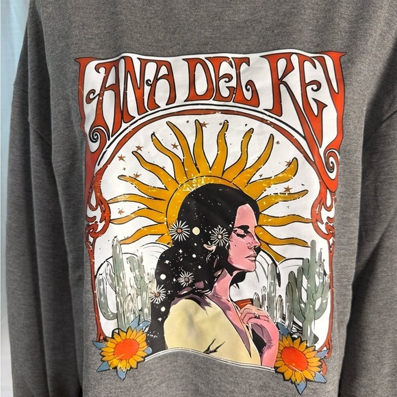 Lana Del Ray Gray Graphic Sweatshirt with Sunflower Design XL - Picture 2 of 8